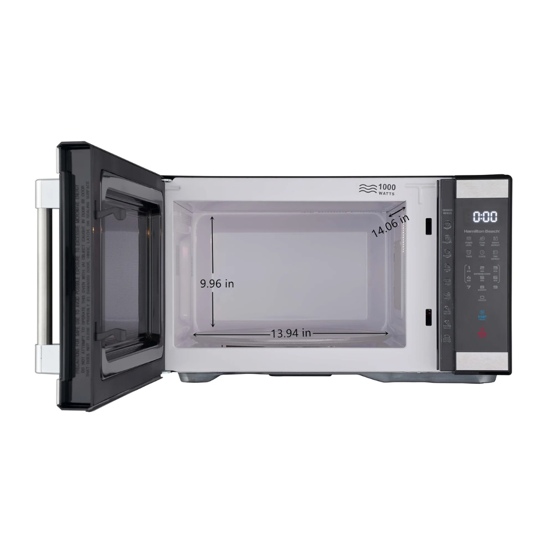 Hamilton Beach Horno de Microondas – 1000 W, Acero Inoxidable y Negro