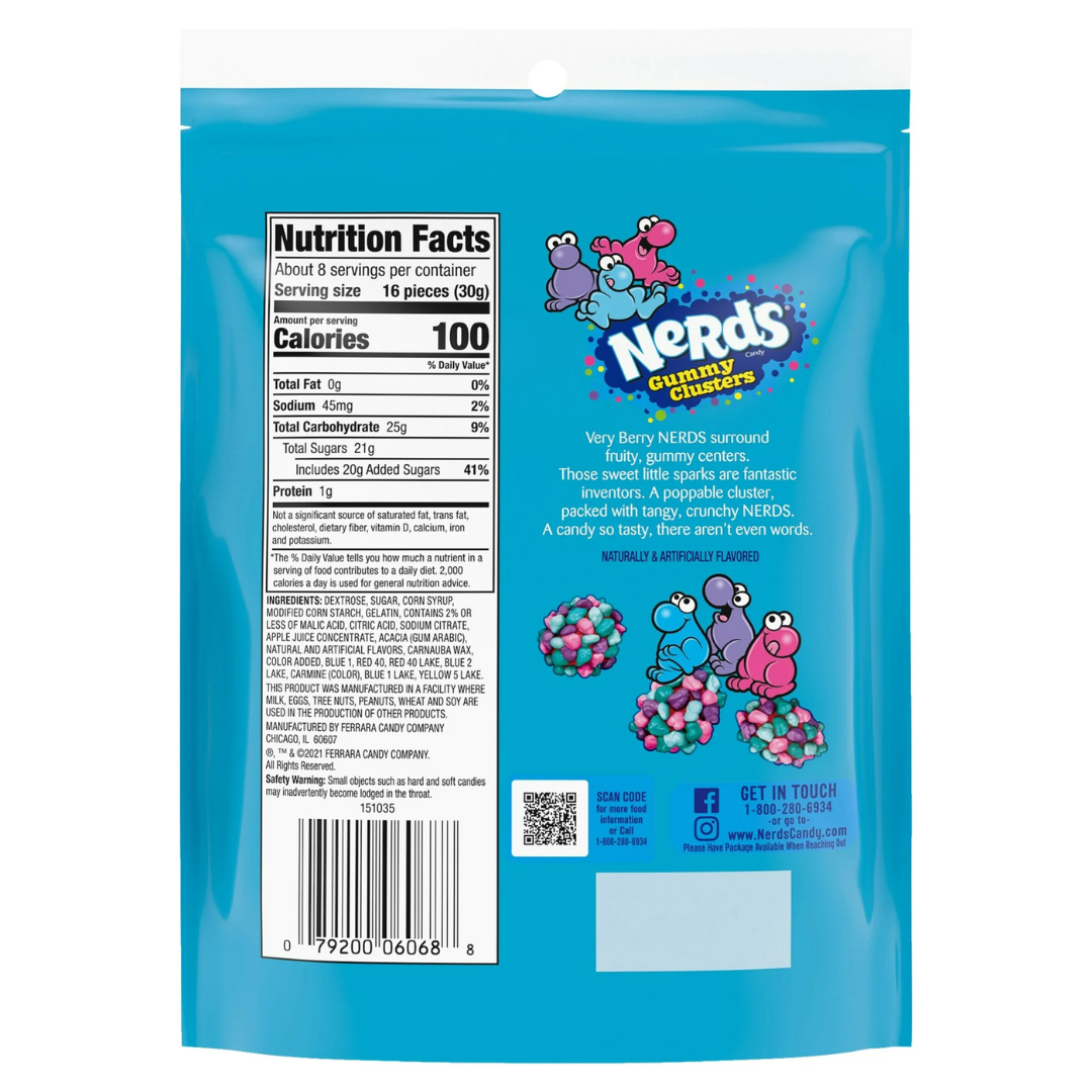 NERDS Gummy Clusters Very Berry – Gomitas con Sabor a Frutas del Bosque (8 oz)