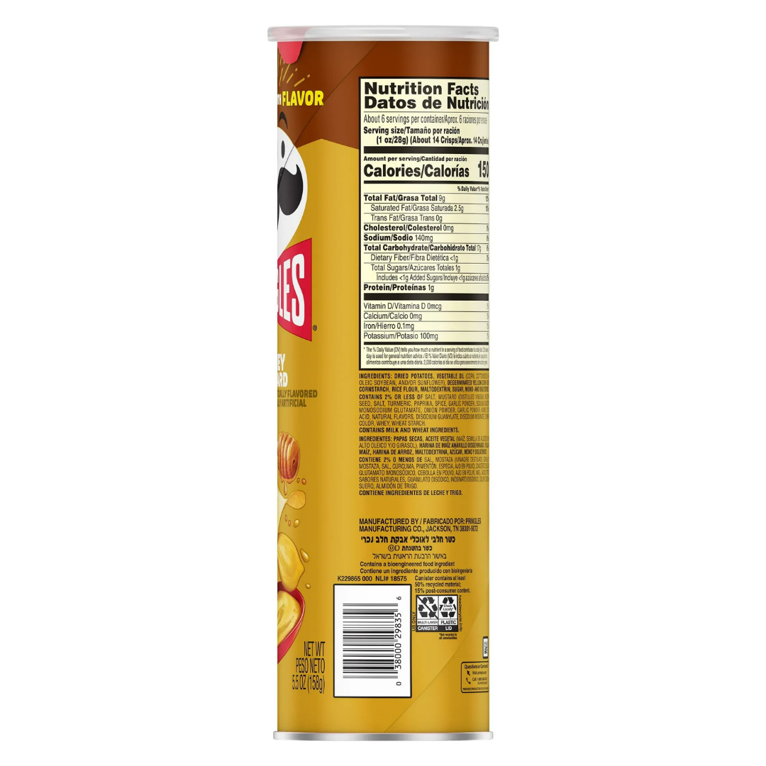 Pringles Honey Mustard – Papas Crujientes Sabor Mostaza y Miel (5.5 oz)