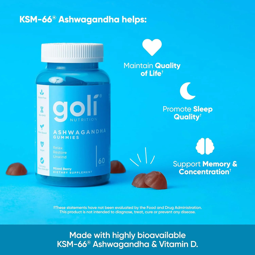 Goli Ashwagandha Gummies – Sabor Frutos Rojos (60 gomitas)