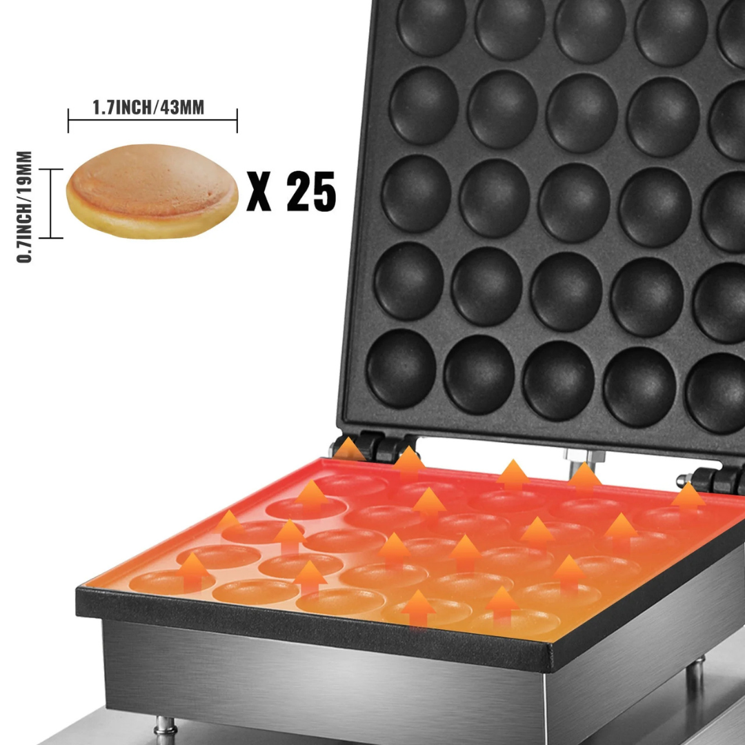 KFFKFF Máquina para 25 Mini Panqueques Holandeses (Poffertjes) – Profesional y Precisa
