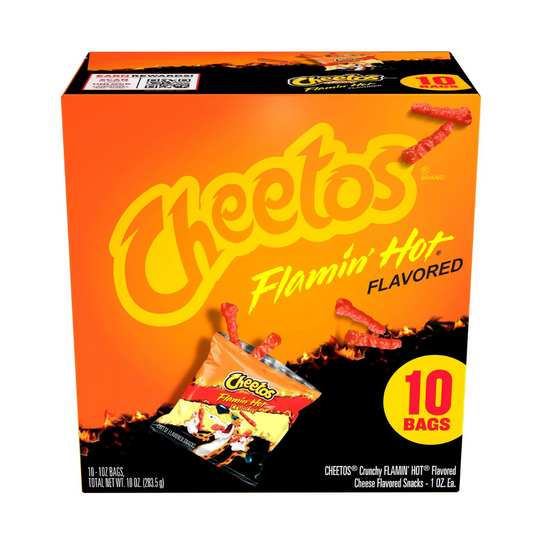 Cheetos Crunchy Flamin' Hot – Snack Crujiente de Queso Picante (10 bolsas)