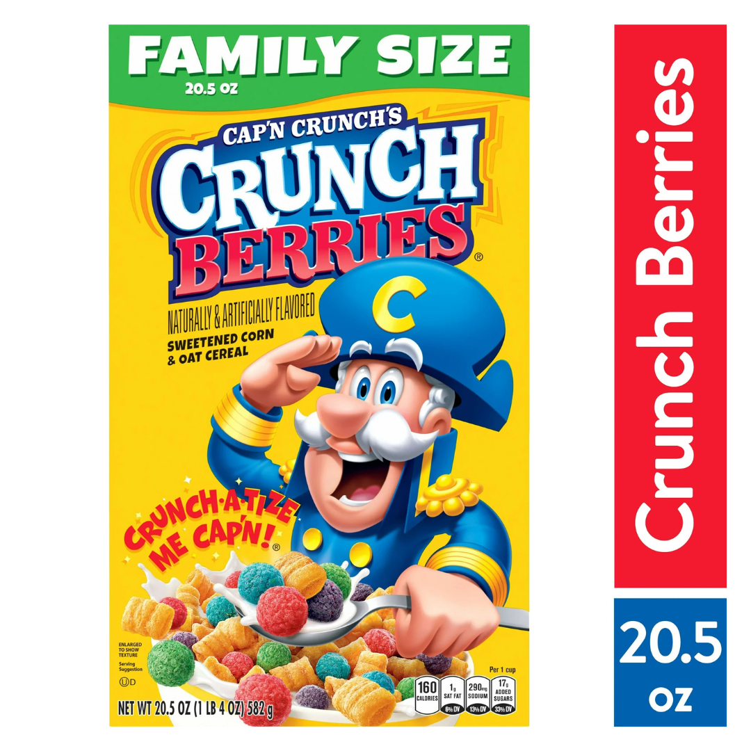 Cereal Cap’n Crunch Crunch Berries – Maíz y Avena Dulce (Tamaño Familiar 20.5 oz)