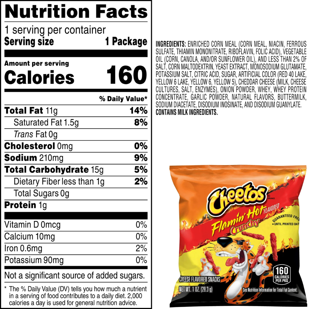 Cheetos Crunchy Flamin' Hot – Snack Crujiente de Queso Picante (10 bolsas)